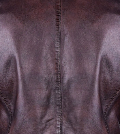 Distressed Burgundy Leather Jacket for Men