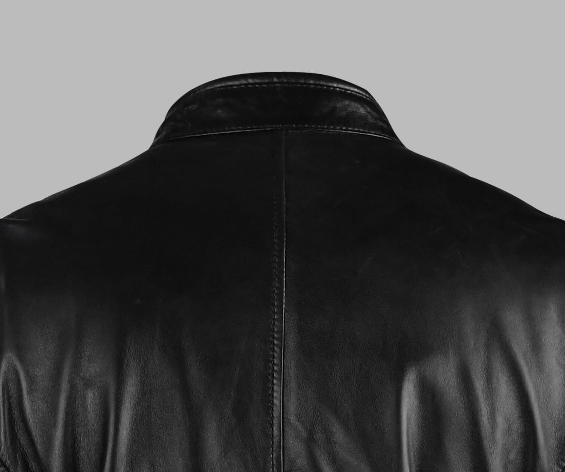 Black Leather Motorcycle Jacket For Men