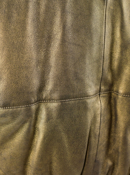 Metallic Gold Leather Jacket- Puffer Leather Jacket