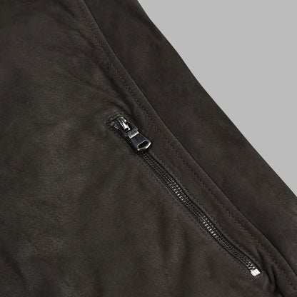 Coffee Brown Suede Leather Jacket For Men