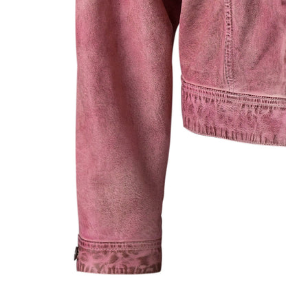 Waxed Purple Fashion Leather Jacket For Womens