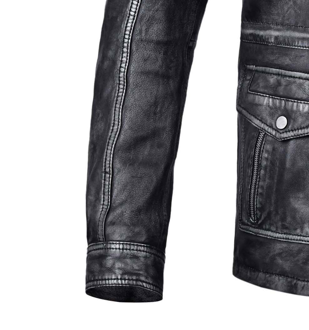 Mens Aviator Black Long Leather Jacket
