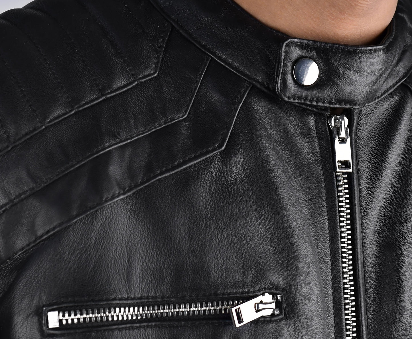Quilted Leather Jacket Black For Mens