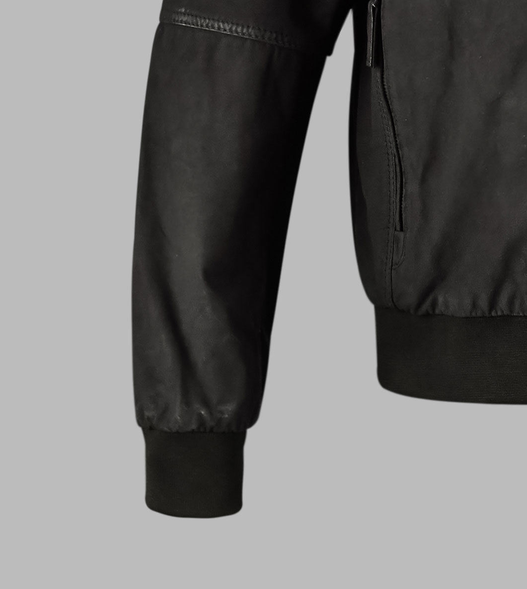 Black Suede Bomber Leather Jacket