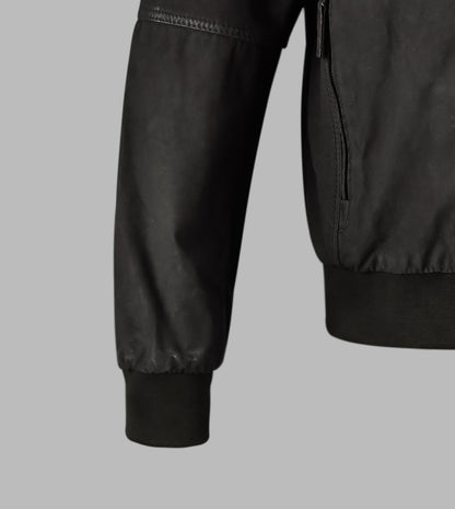 Black Suede Bomber Leather Jacket