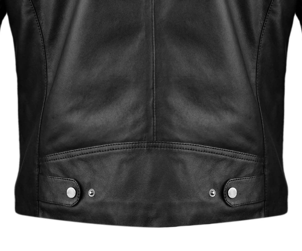 Mens Black and White Biker Leather Jacket
