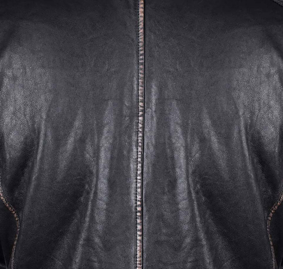 Black and white  Biker Leather Jacket with Stripe