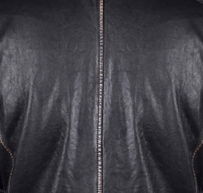 Black and white  Biker Leather Jacket with Stripe