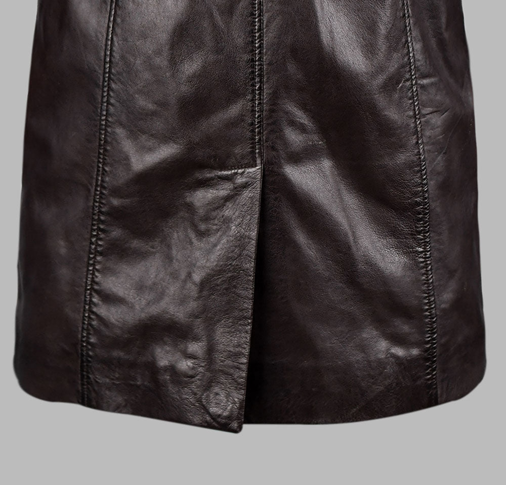 Long Black Leather Coats For Mens With Fur Collar
