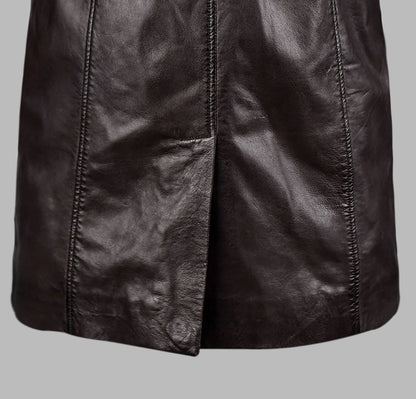 Long Black Leather Coats For Mens With Fur Collar
