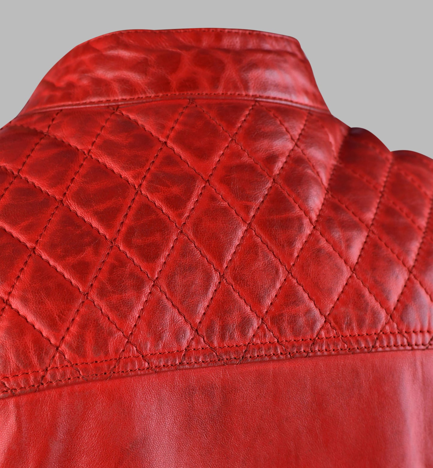 Red leather biker jacket For Womens