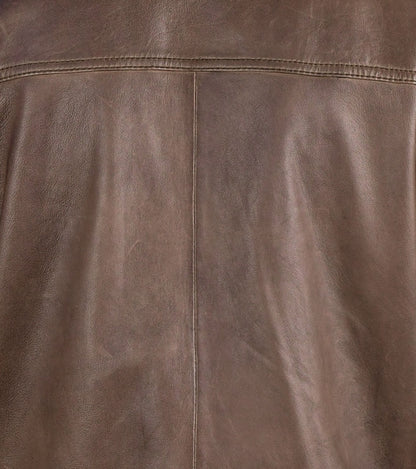 Brown Leather Bomber Jacket For Men