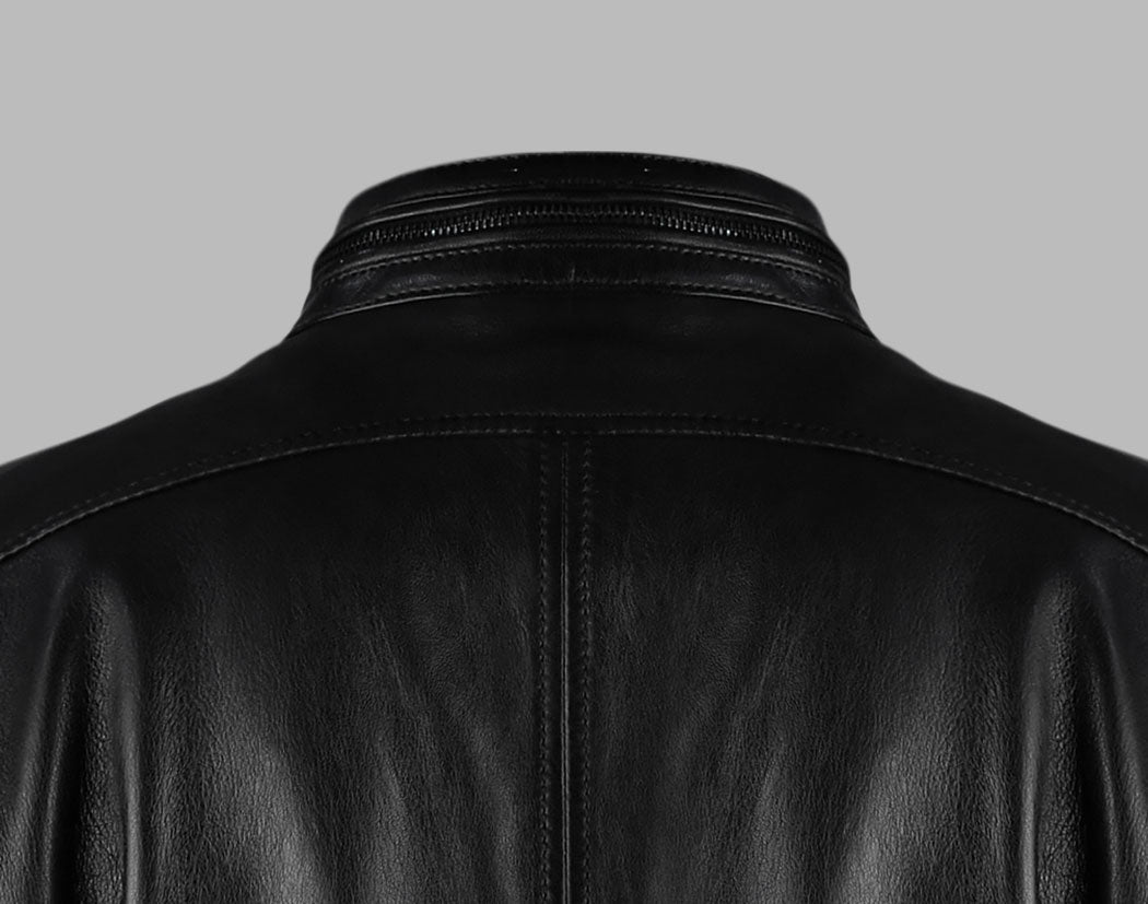 Classic Black Biker Leather Jacket For Womens