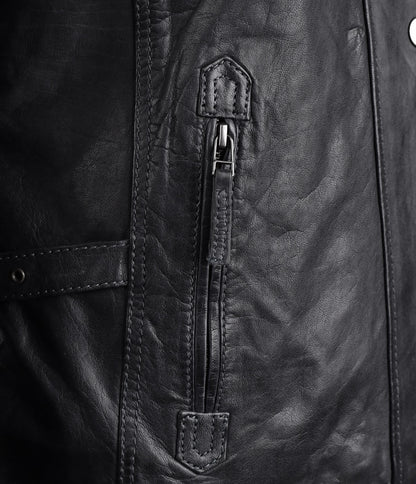 Black Real Leather Biker Jacket
