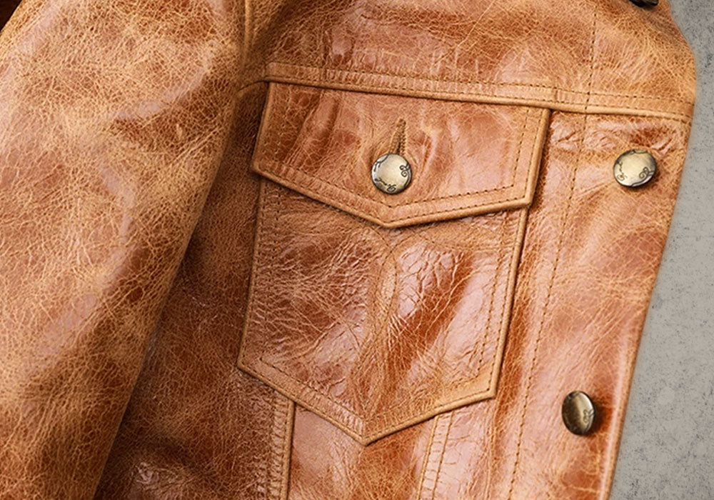 Retro Brown Leather Jacket Shirt