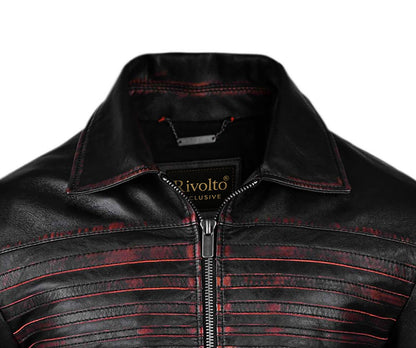 Waxed Biker Leather Jacket For Mens