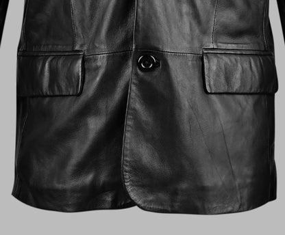 Black Leather Blazer For Mens