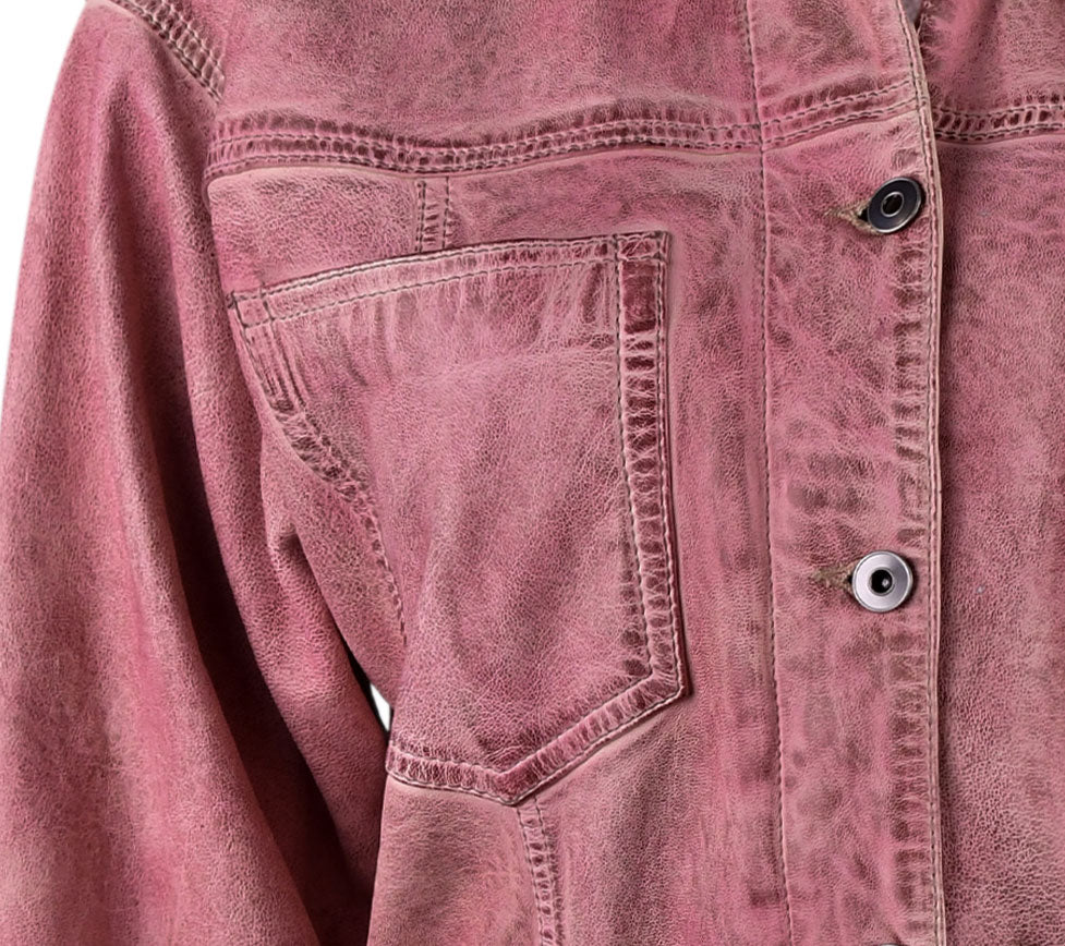 Waxed Purple Fashion Leather Jacket For Womens