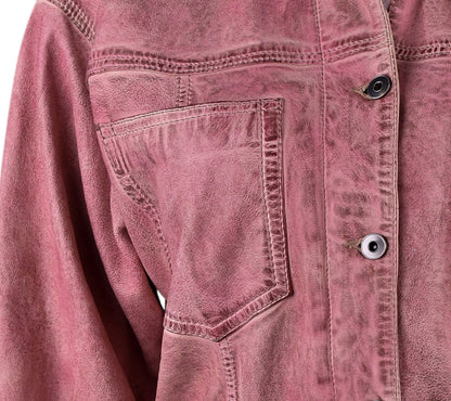 Waxed Purple Fashion Leather Jacket For Womens