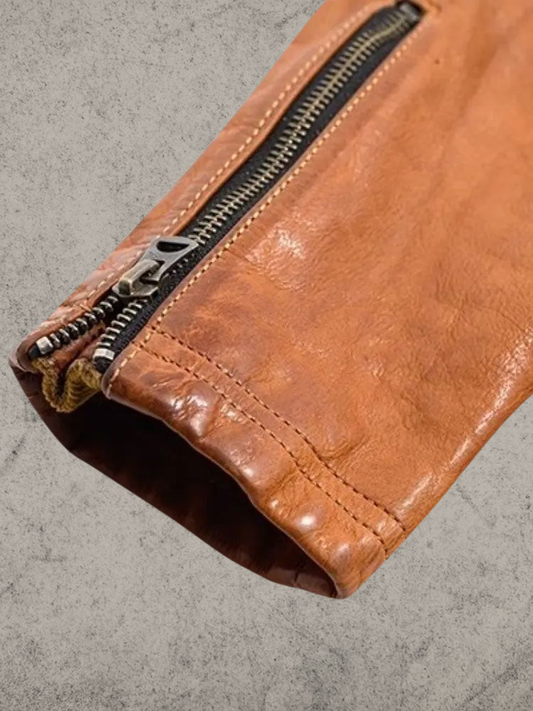 Japanese Vintage Brown Biker Leather Jacket