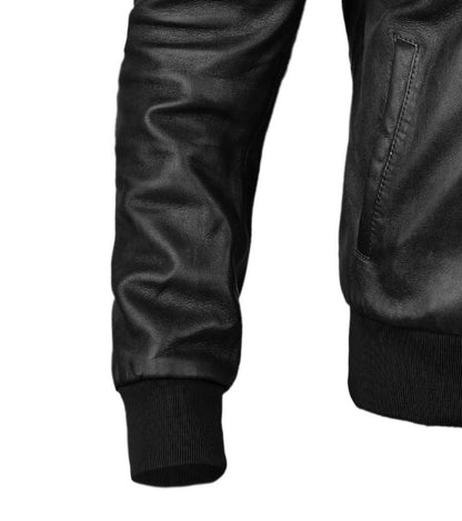 B3 Black Bomber Leather Jacket for Men