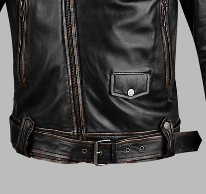 Distressed Brown Leather Jacket For Women
