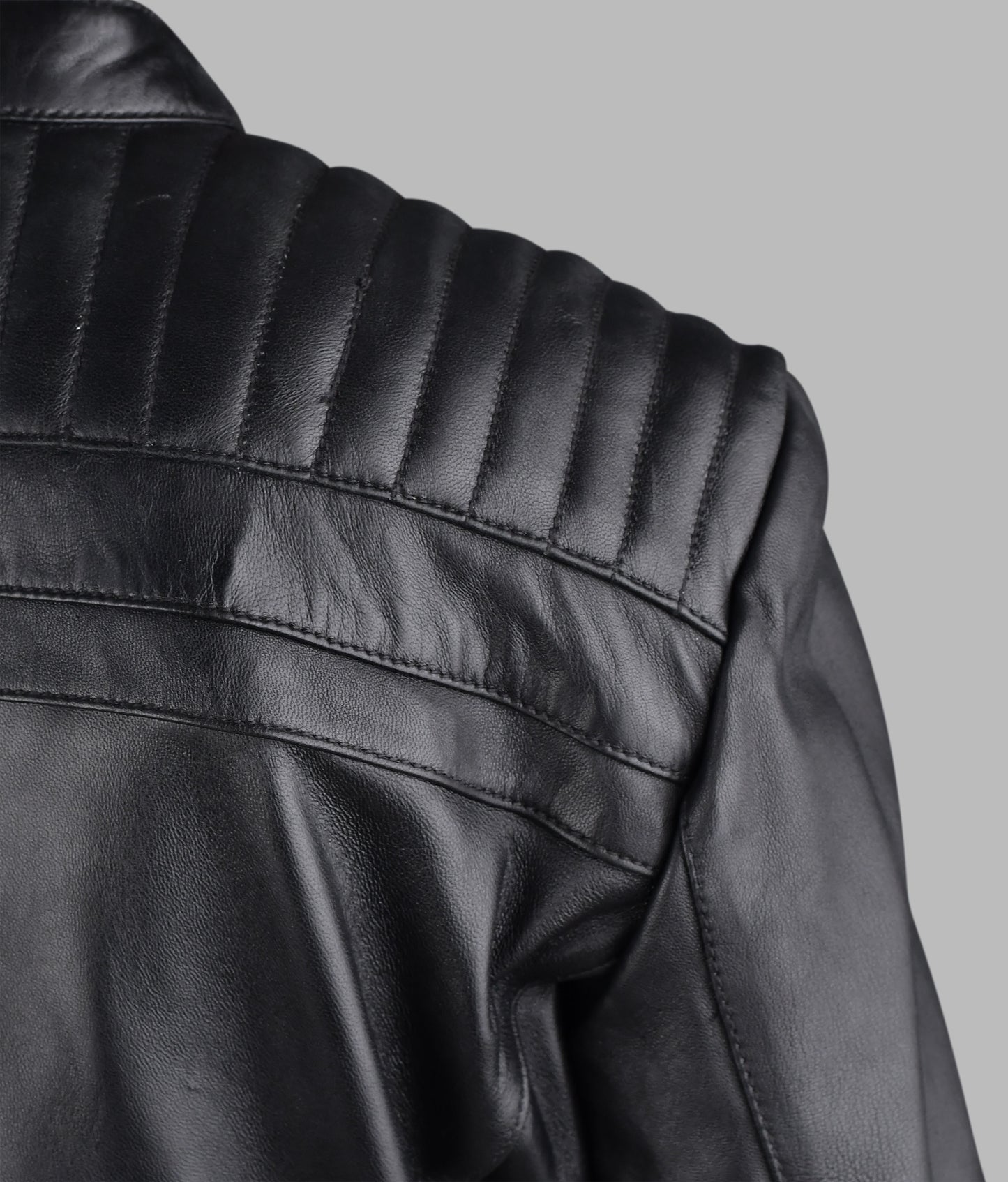 Quilted Leather Jacket Black For Mens