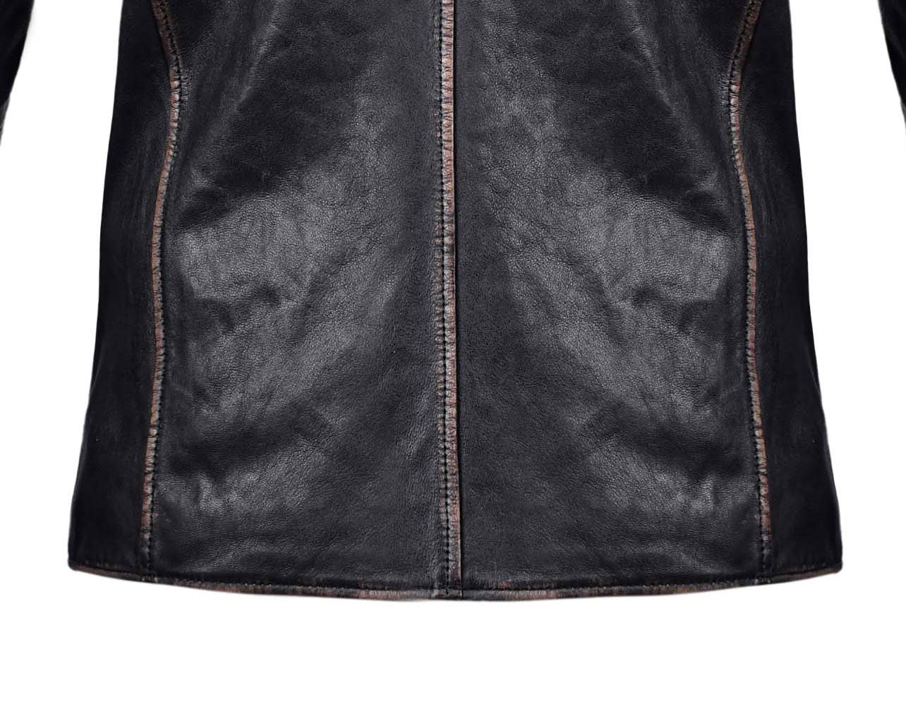 Black and white  Biker Leather Jacket with Stripe