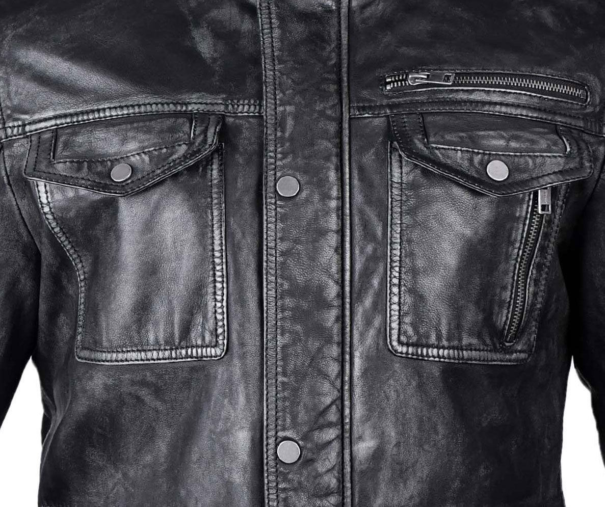 Mens Aviator Black Long Leather Jacket