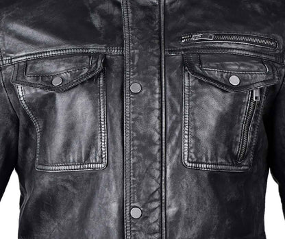 Mens Aviator Black Long Leather Jacket
