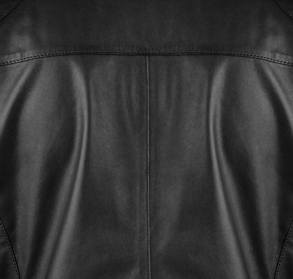 Mens Black and White Biker Leather Jacket