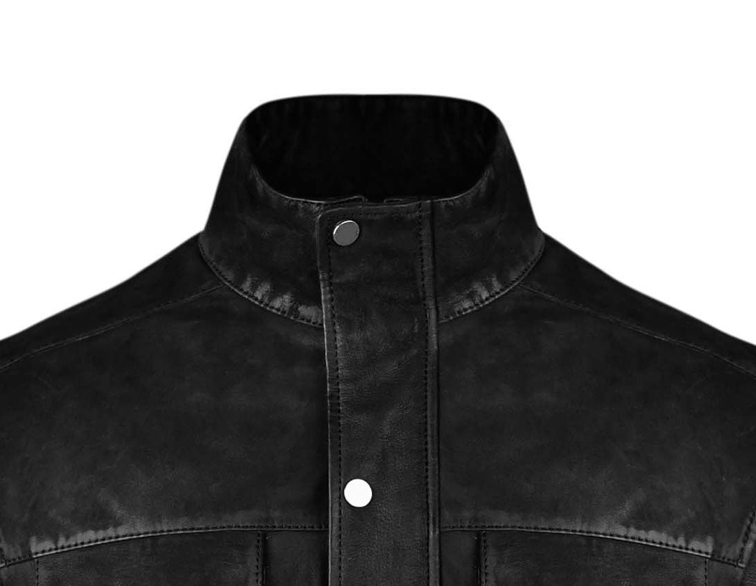 Mens Trucker Black Suede Leather Jacket