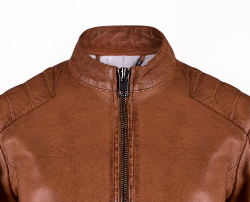 Womens Brown Biker Leather Jacket