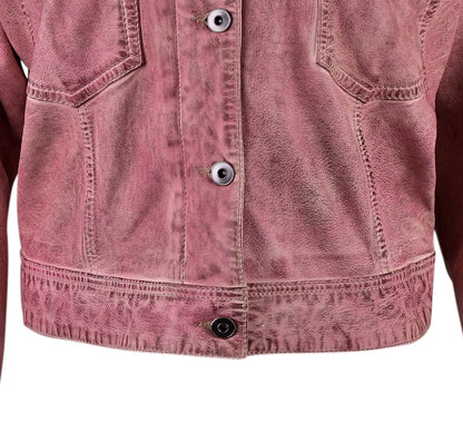 Waxed Purple Fashion Leather Jacket For Womens