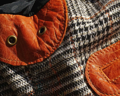 Japanese Inspired Tan Brown Leather Biker Jacket Shirt