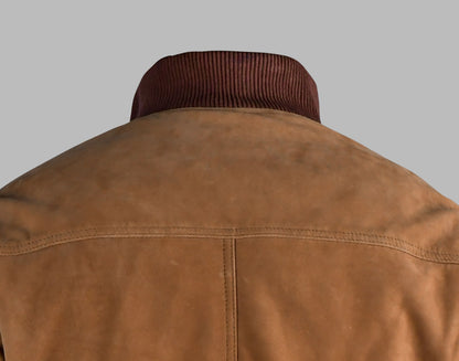 Brown Suede Bomber Jacket For Men