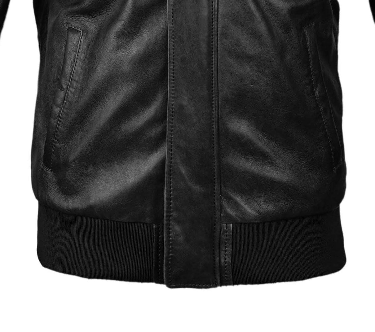 B3 Black Bomber Leather Jacket for Men