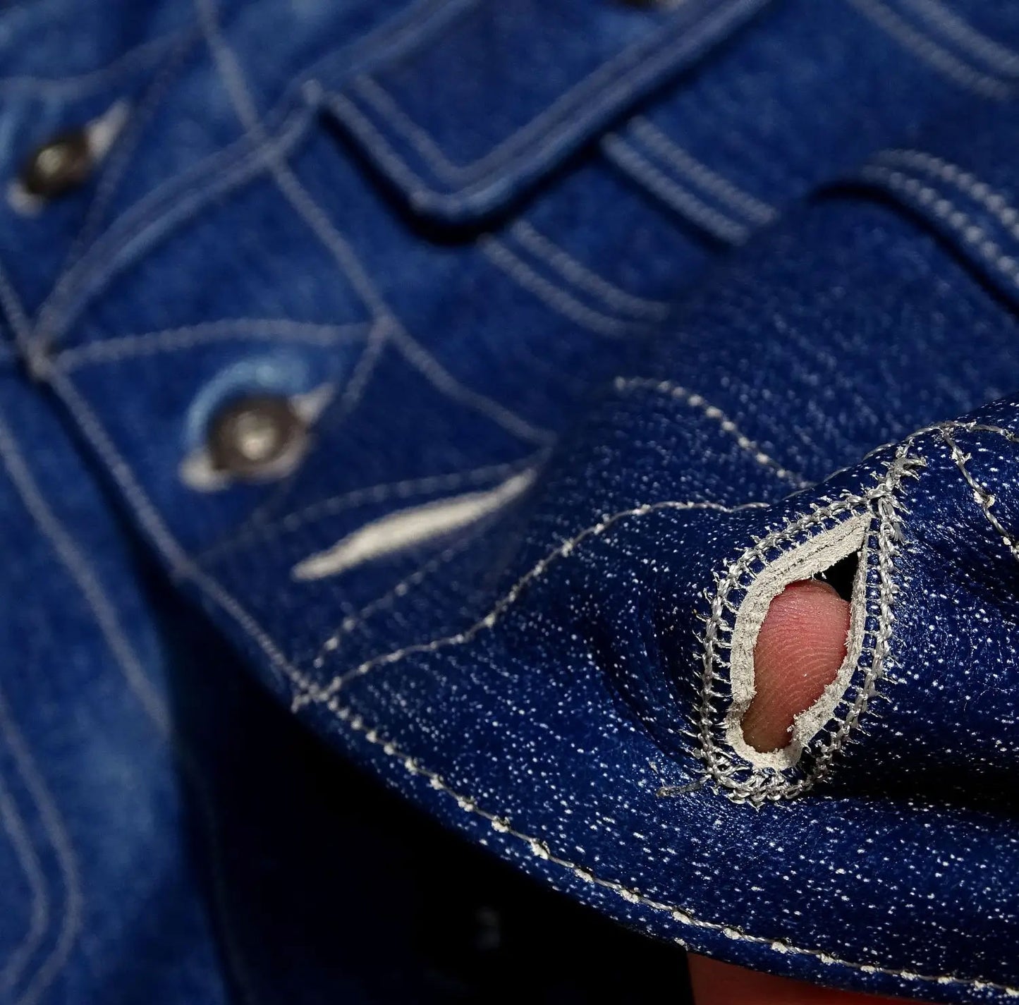 Denim Style Blue Leather Shirt Jacket
