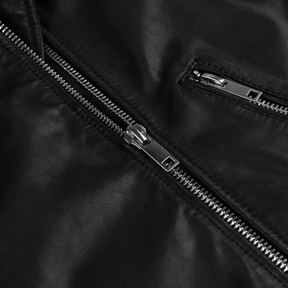 Black Real Leather Biker Jacket