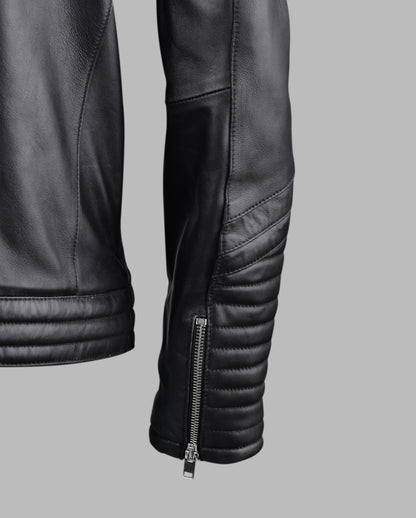 Quilted Leather Jacket Black For Mens