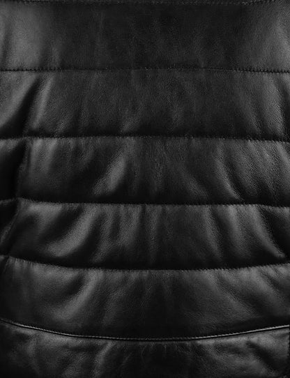 Black Puffer Motorcycle Leather Jacket