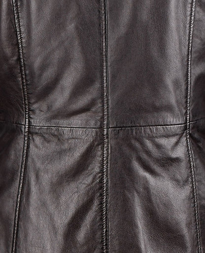 Long Black Leather Coats For Mens With Fur Collar