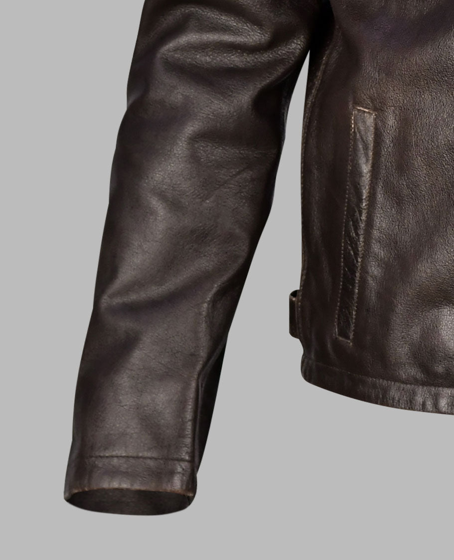 Dark Brown Vintage Leather Biker Jacket