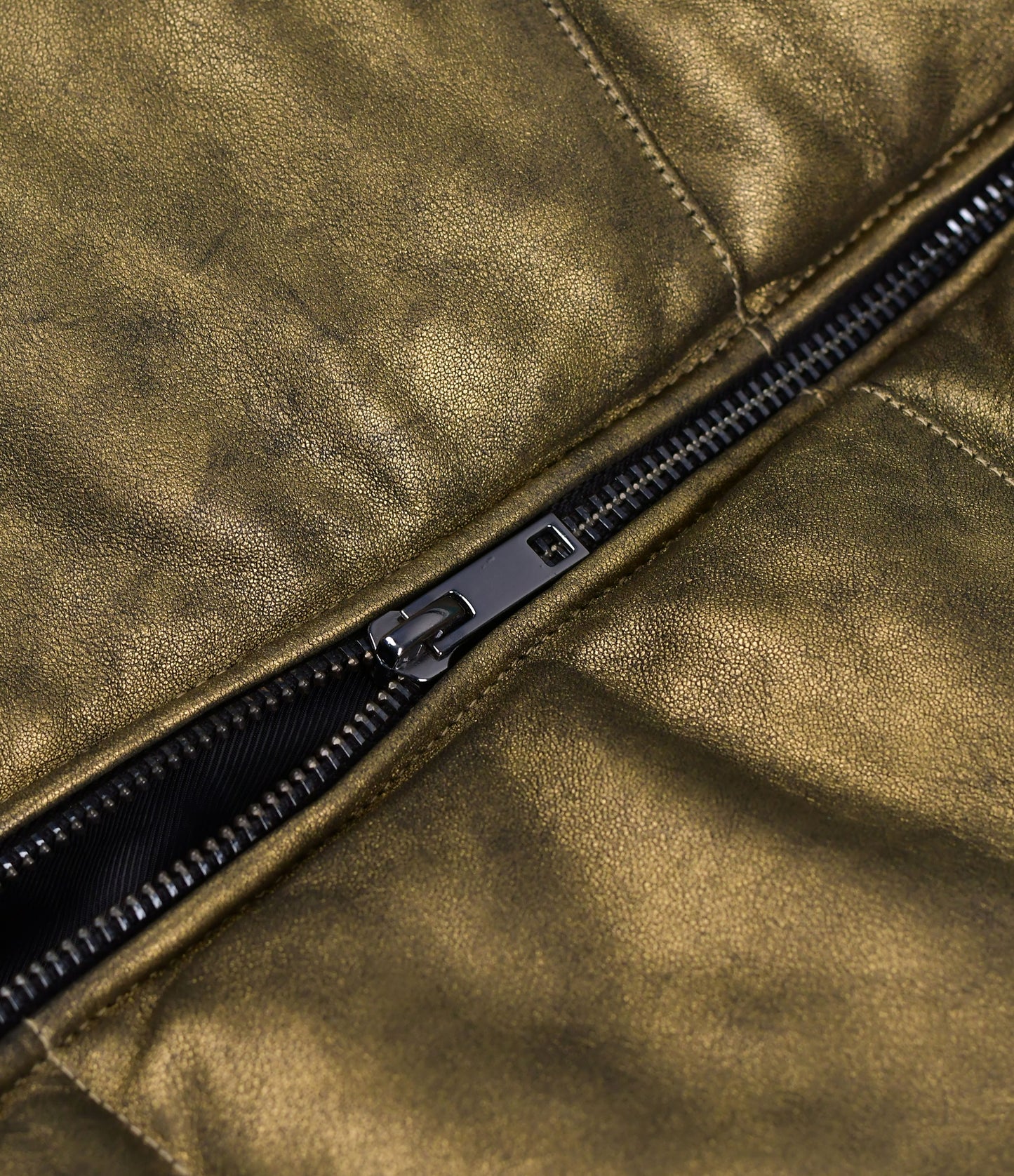 Metallic Gold Leather Jacket- Puffer Leather Jacket