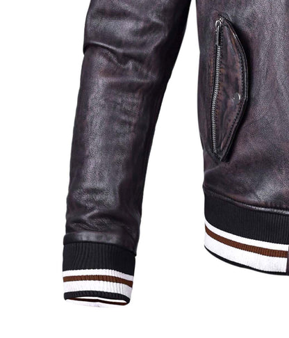Mens Aviator Bomber Leather Jacket