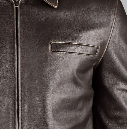 Dark Brown Vintage Leather Biker Jacket