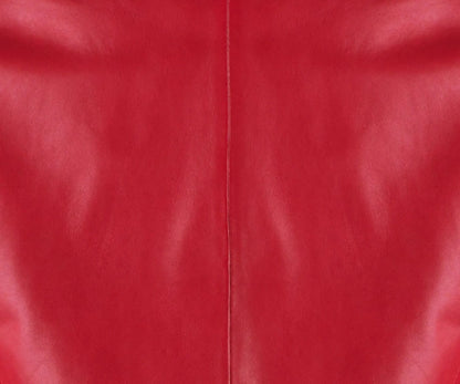 Red Classsic Biker Leather Jacket For Womens