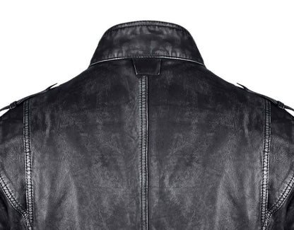 Mens Aviator Black Long Leather Jacket