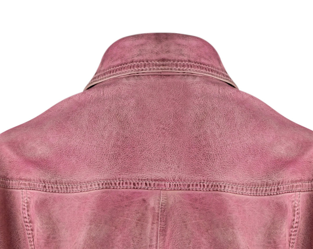 Waxed Purple Fashion Leather Jacket For Womens