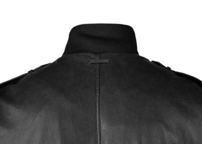 B3 Black Bomber Leather Jacket for Men